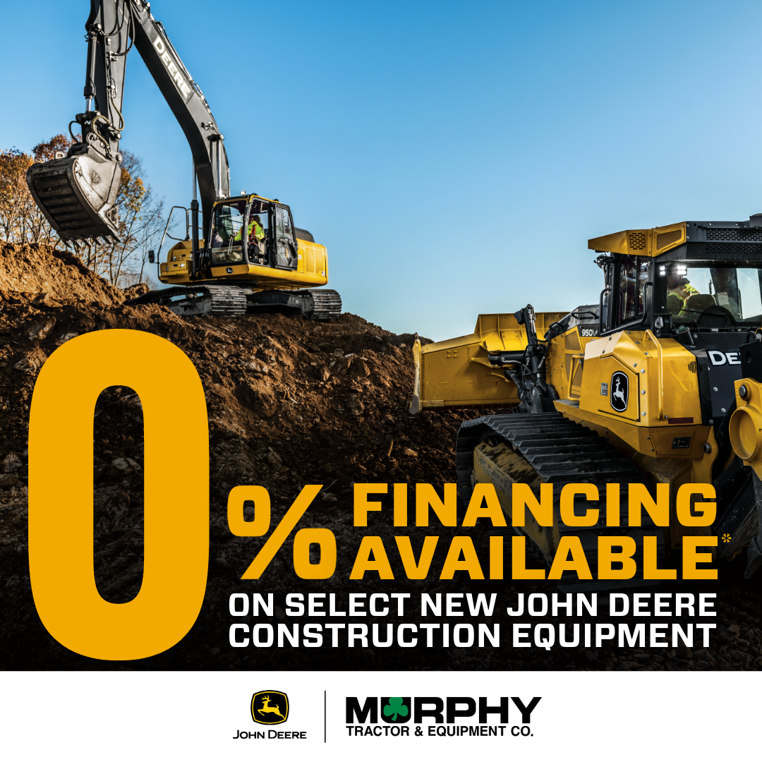 0% Financing on SELECT NEW John Deere Construction Equipment