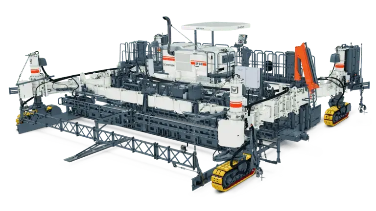 Construction machine with caterpillar tracks and intricate components.