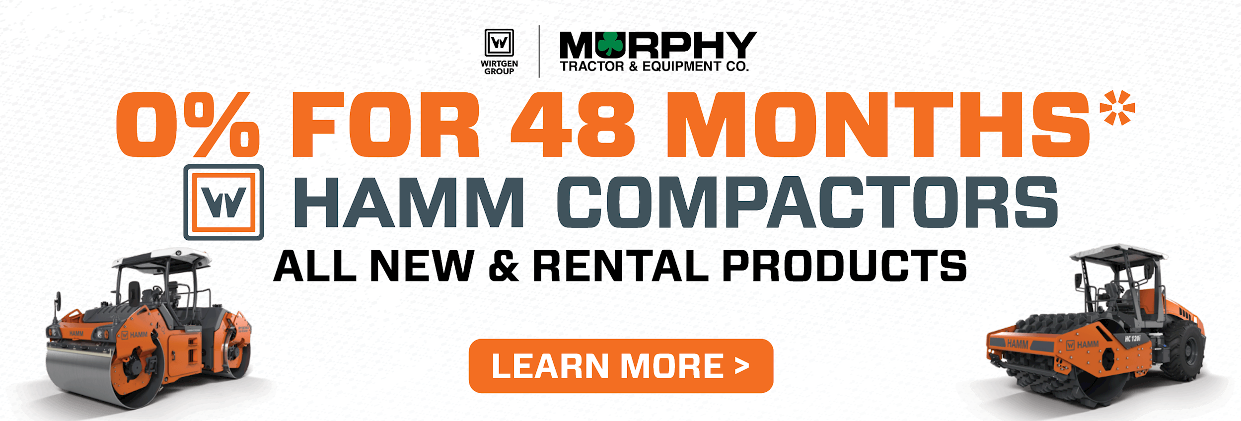 0% for 48 Months - HAMM Compactors - Learn More on Promo Page